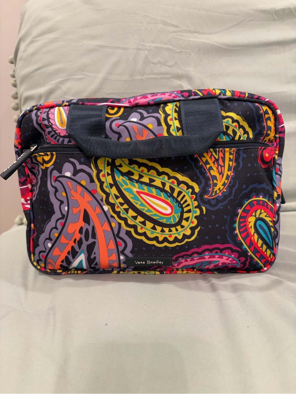 Vera Bradley Navy Paisley Cosmetic Bag with Bright Multicolor Accents